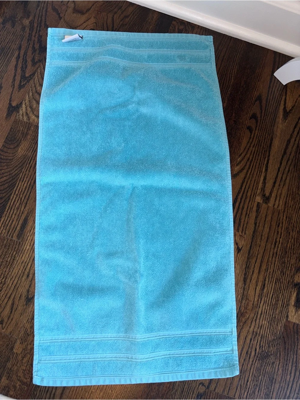 Lacoste Hand Towel Teal Blue 100% Cotton Crocodile Logo 28 X 14 1/4